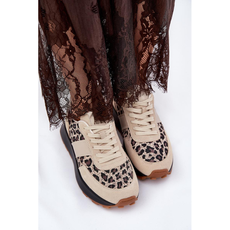 Zamatové Dámske Sneakers Na Platforme Panther Vinceza 66793 Béžové - Béžová
