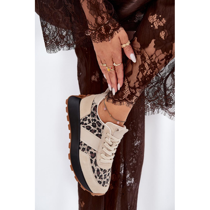 Zamatové Dámske Sneakers Na Platforme Panther Vinceza 66793 Béžové - Béžová