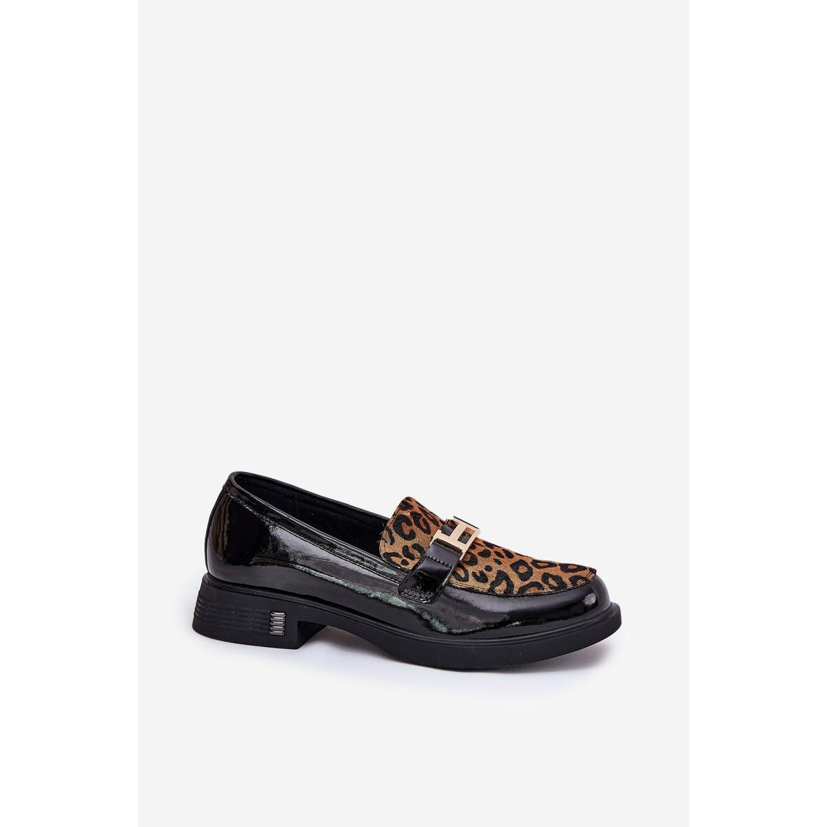 Kožené Lakované Mokasíny Leopard Vinceza 66790 Čierne