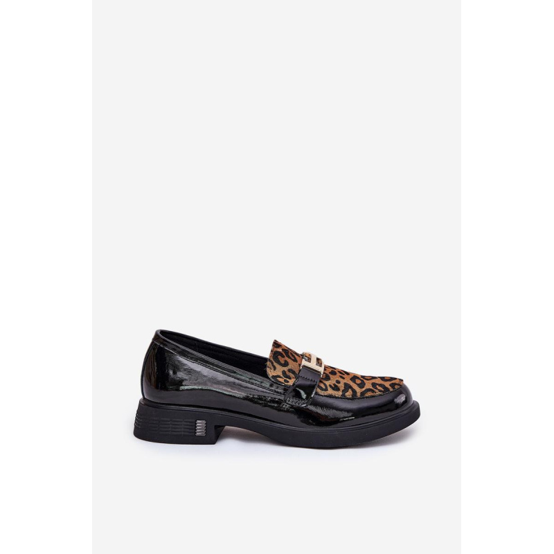 Kožené Lakované Mokasíny Leopard Vinceza 66790 Čierne