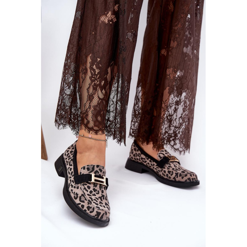 Kožené Lakované Mokasíny Leopard Vinceza 66790 Čierne - Odtiene sivej a striebornej