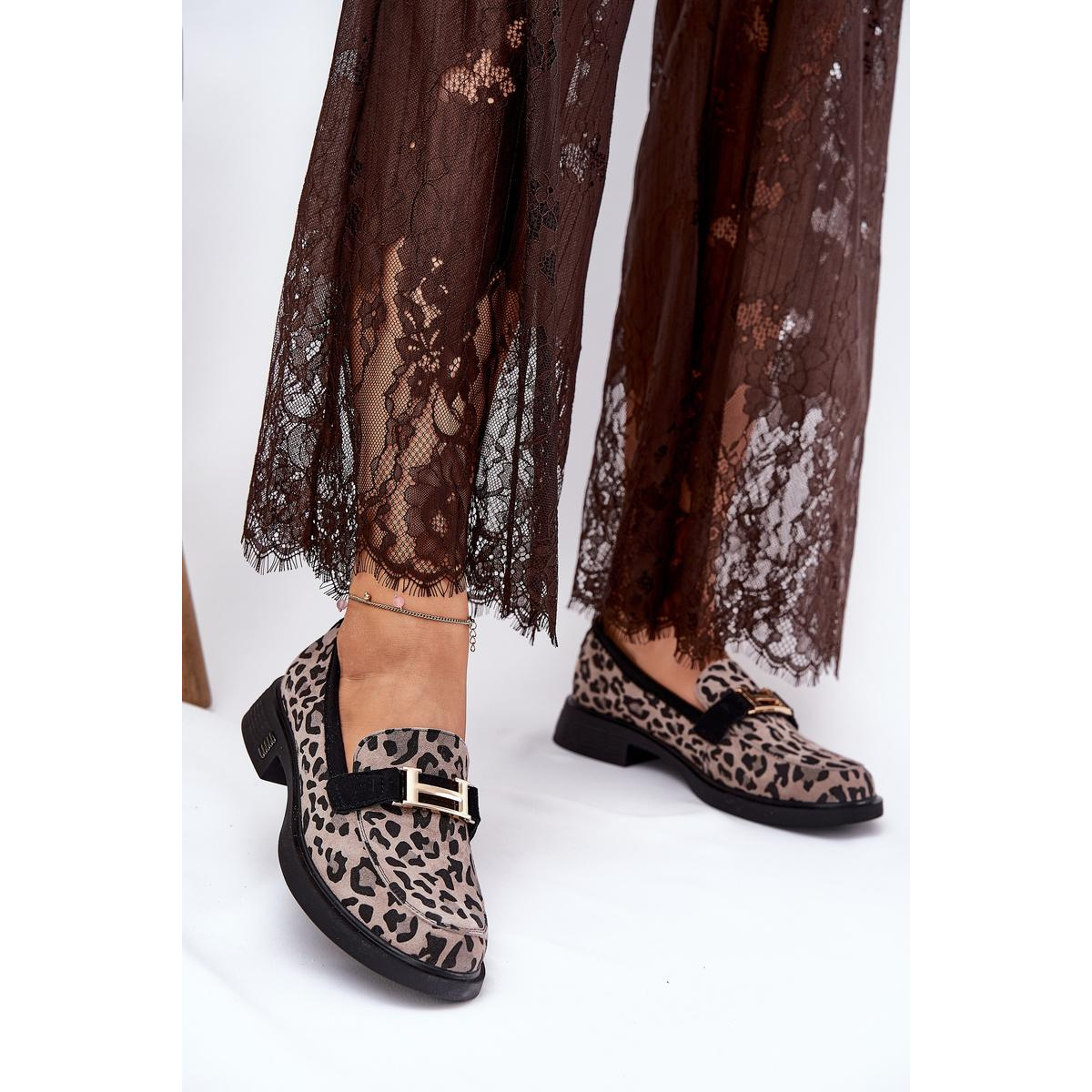 Kožené Lakované Mokasíny Leopard Vinceza 66790 Čierne - Odtiene sivej a striebornej