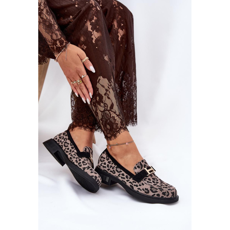 Kožené Lakované Mokasíny Leopard Vinceza 66790 Čierne - Odtiene sivej a striebornej