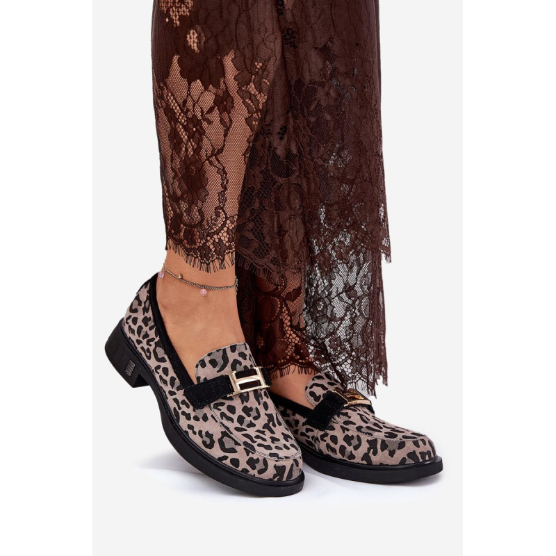 Kožené Lakované Mokasíny Leopard Vinceza 66790 Čierne - Odtiene sivej a striebornej