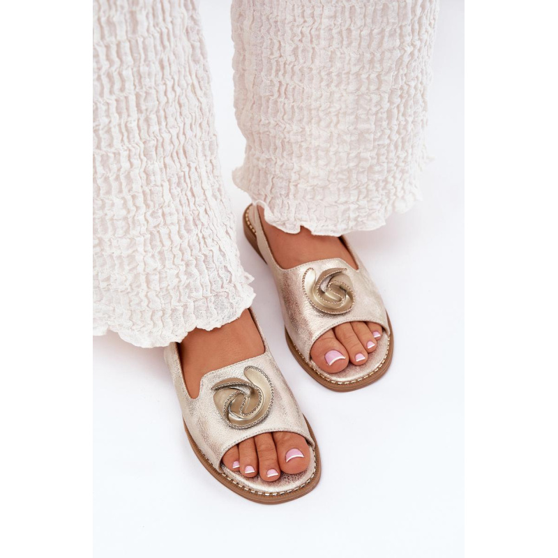 Lesklé dámske sandále s ozdobou S.Barski KV51-006 zlaté - Zlatá
