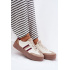 Kožené Dámske Sneakers Na Platforme Zazoo N1234 Béžovo-Červené - Béžová