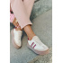 Kožené Dámske Sneakers Na Platforme Zazoo N1234 Béžovo-Červené - Béžová