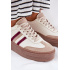 Kožené Dámske Sneakers Na Platforme Zazoo N1234 Béžovo-Červené - Béžová