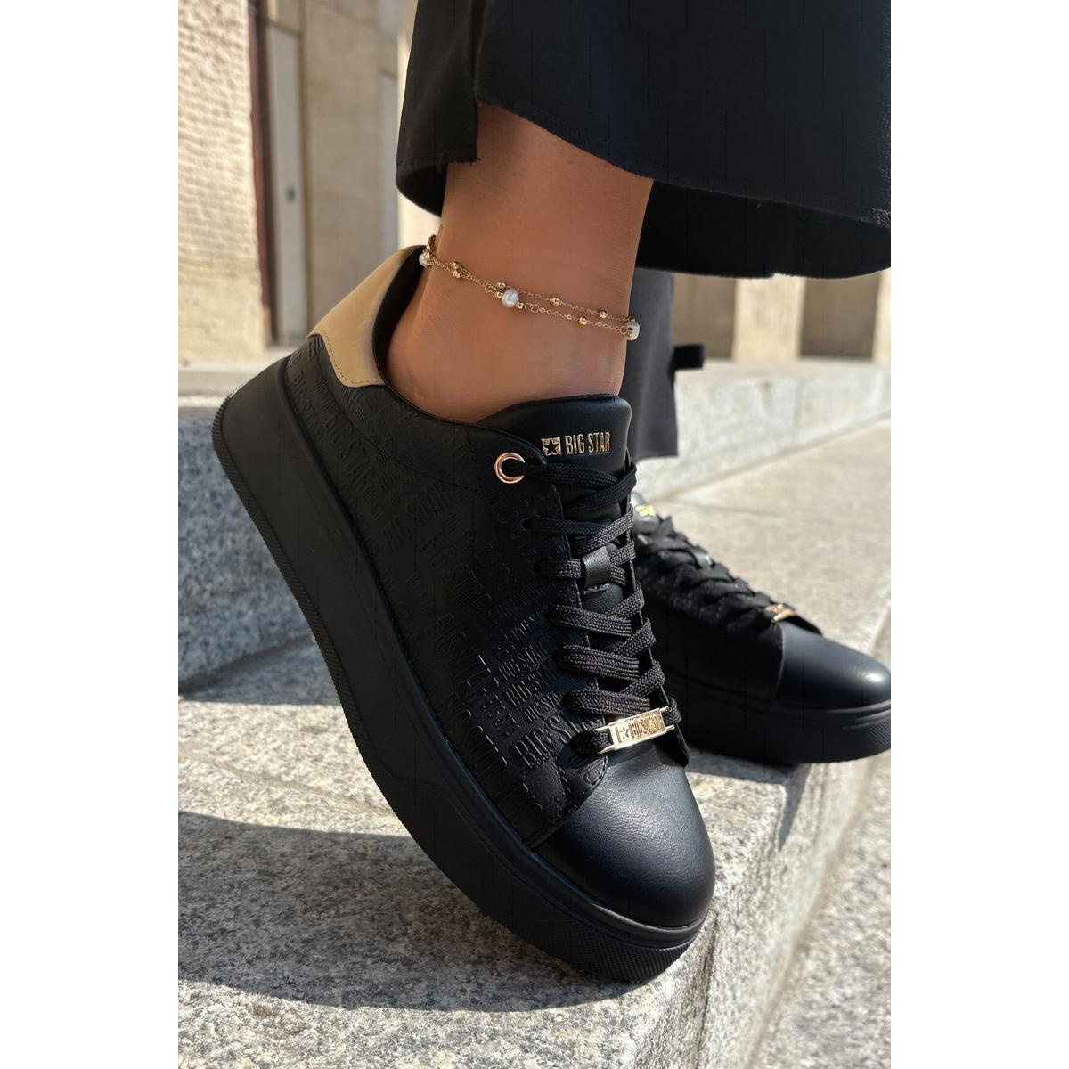 Dámske Sneakers Z Eko Kože Big Star RR274257 Čierne - Čierna