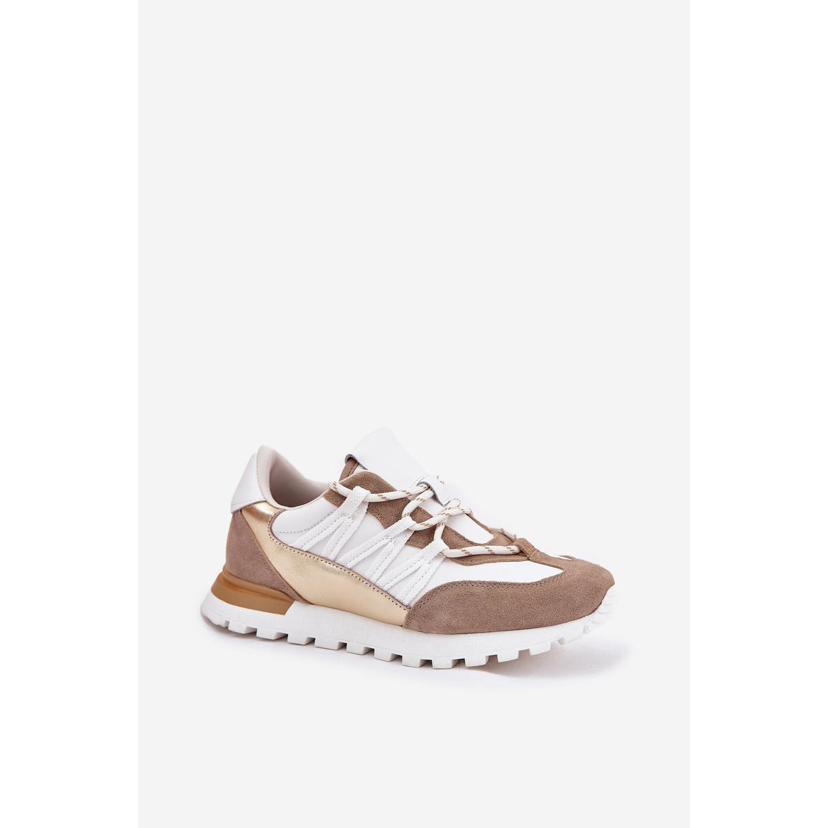 Kožené Polobotky Sneakers Dámske Artiker 56C1738 Béžovo-Zlaté - Zlatá || Béžová