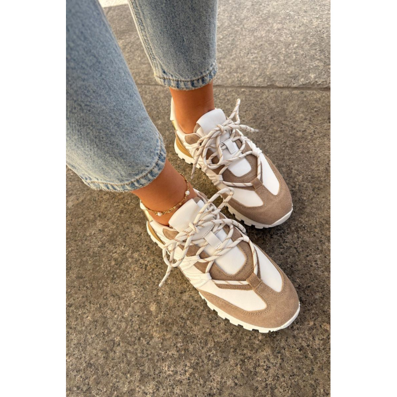 Kožené Polobotky Sneakers Dámske Artiker 56C1738 Béžovo-Zlaté - Zlatá || Béžová