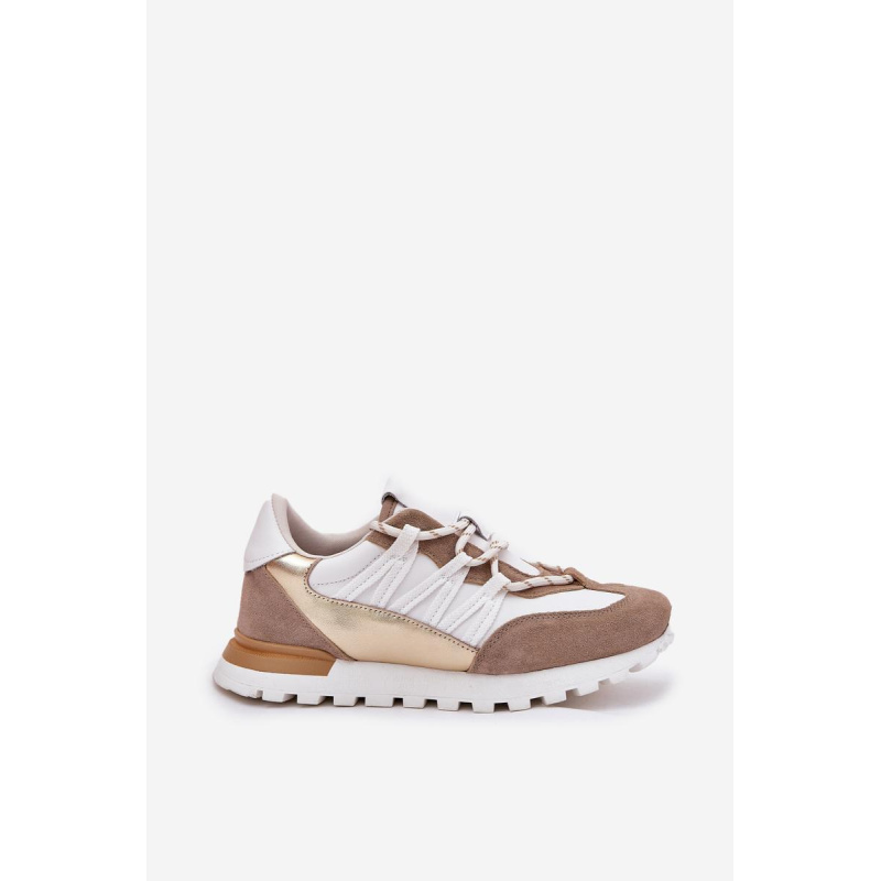 Kožené Polobotky Sneakers Dámske Artiker 56C1738 Béžovo-Zlaté - Zlatá || Béžová