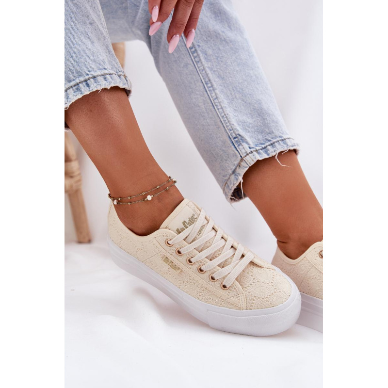 Dámske Tenisky S Čipkou Lee Cooper LCW-25-31-3440L Béžové - Béžová