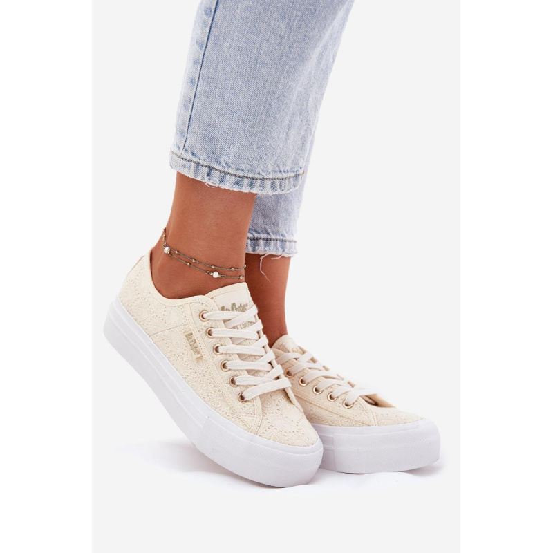 Dámske Tenisky S Čipkou Lee Cooper LCW-25-31-3440L Béžové - Béžová