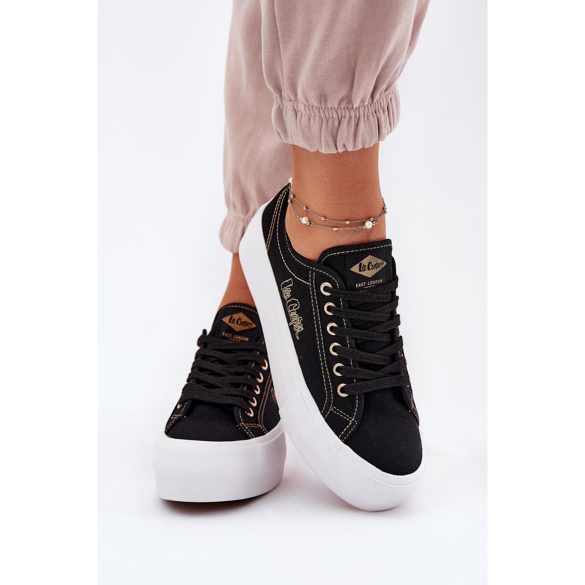 Dámske textilné tenisky na platforme Lee Cooper LCW-25-31-3431L čierne
