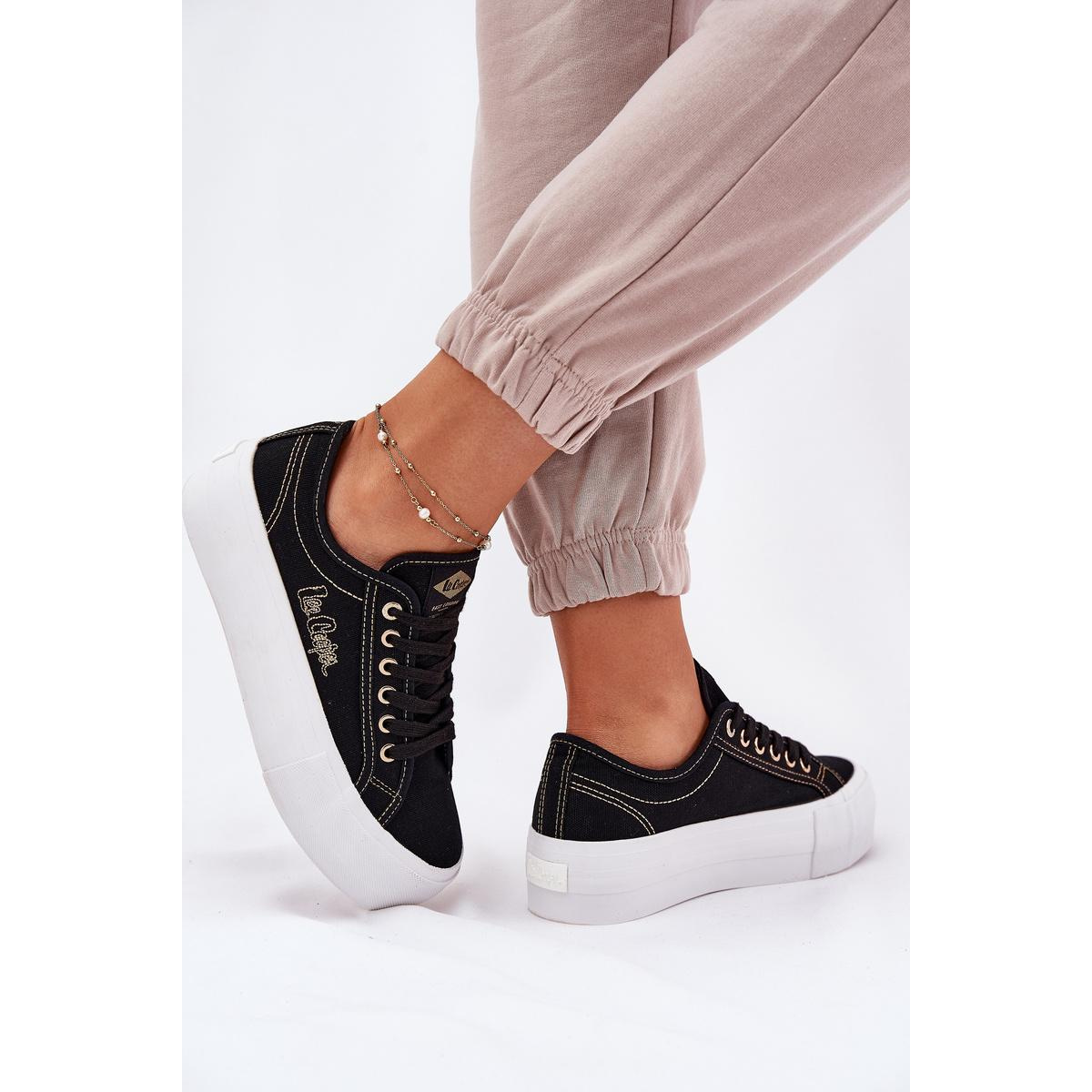 Dámske textilné tenisky na platforme Lee Cooper LCW-25-31-3431L čierne
