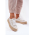 Vzorkované Dámske Tenisky Na Platforme S Pletením Lee Cooper LCW-25-08-3648L Bielo-Zlaté - Biela || Zlatá