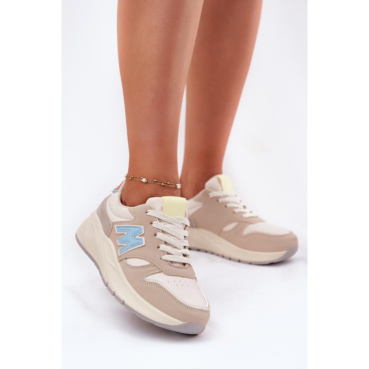 Dámske Sneakers Na Platforme Béžové Tenanela