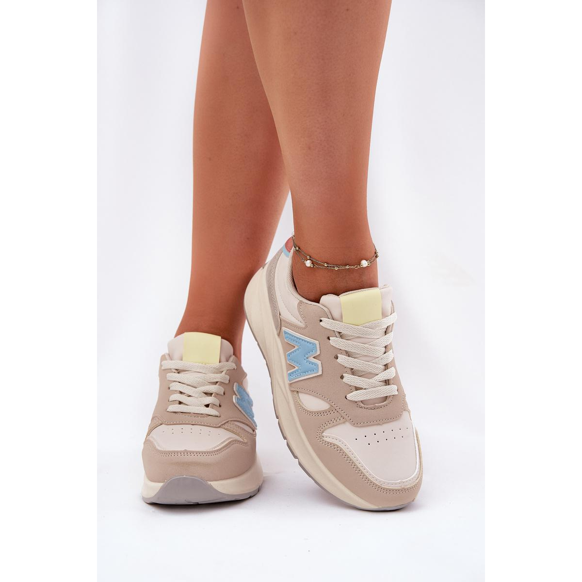 Dámske Sneakers Na Platforme Béžové Tenanela
