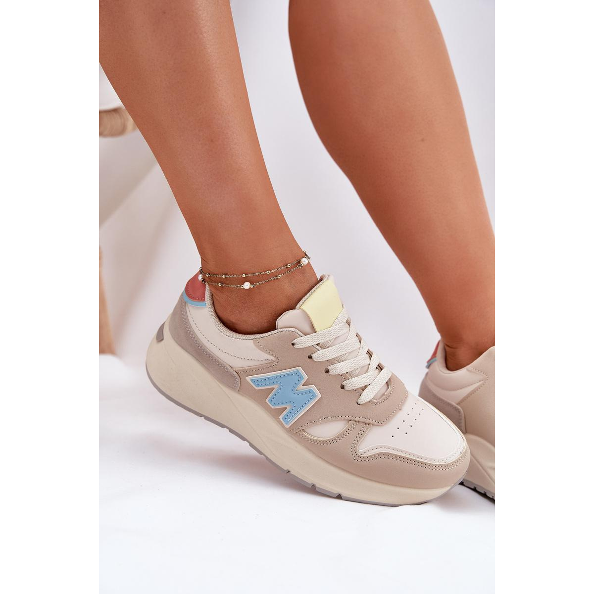 Dámske Sneakers Na Platforme Béžové Tenanela