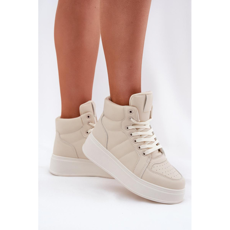 Vysoké Dámske Sneakers Na Platforme Béžové Tillive - Béžová