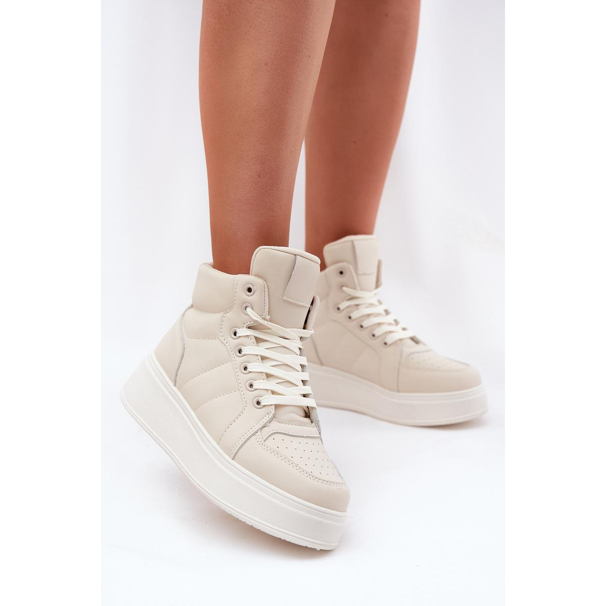 Vysoké Dámske Sneakers Na Platforme Béžové Tillive - Béžová