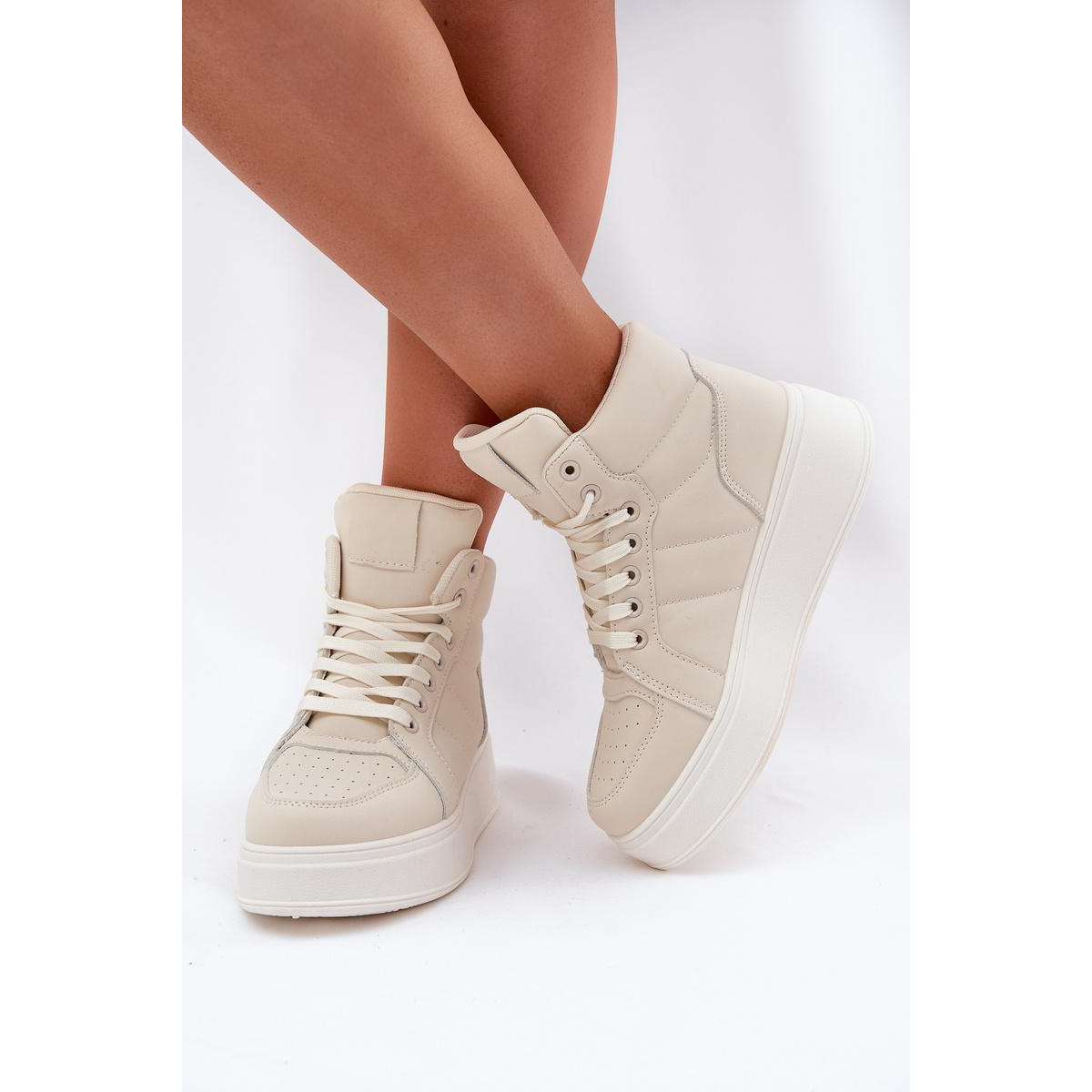 Vysoké Dámske Sneakers Na Platforme Béžové Tillive - Béžová