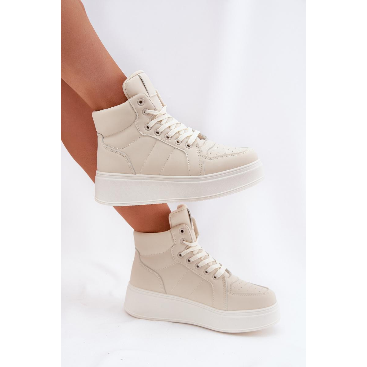 Vysoké Dámske Sneakers Na Platforme Béžové Tillive - Béžová