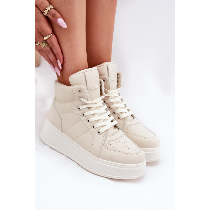 Vysoké Dámske Sneakers Na Platforme Béžové Tillive - Béžová