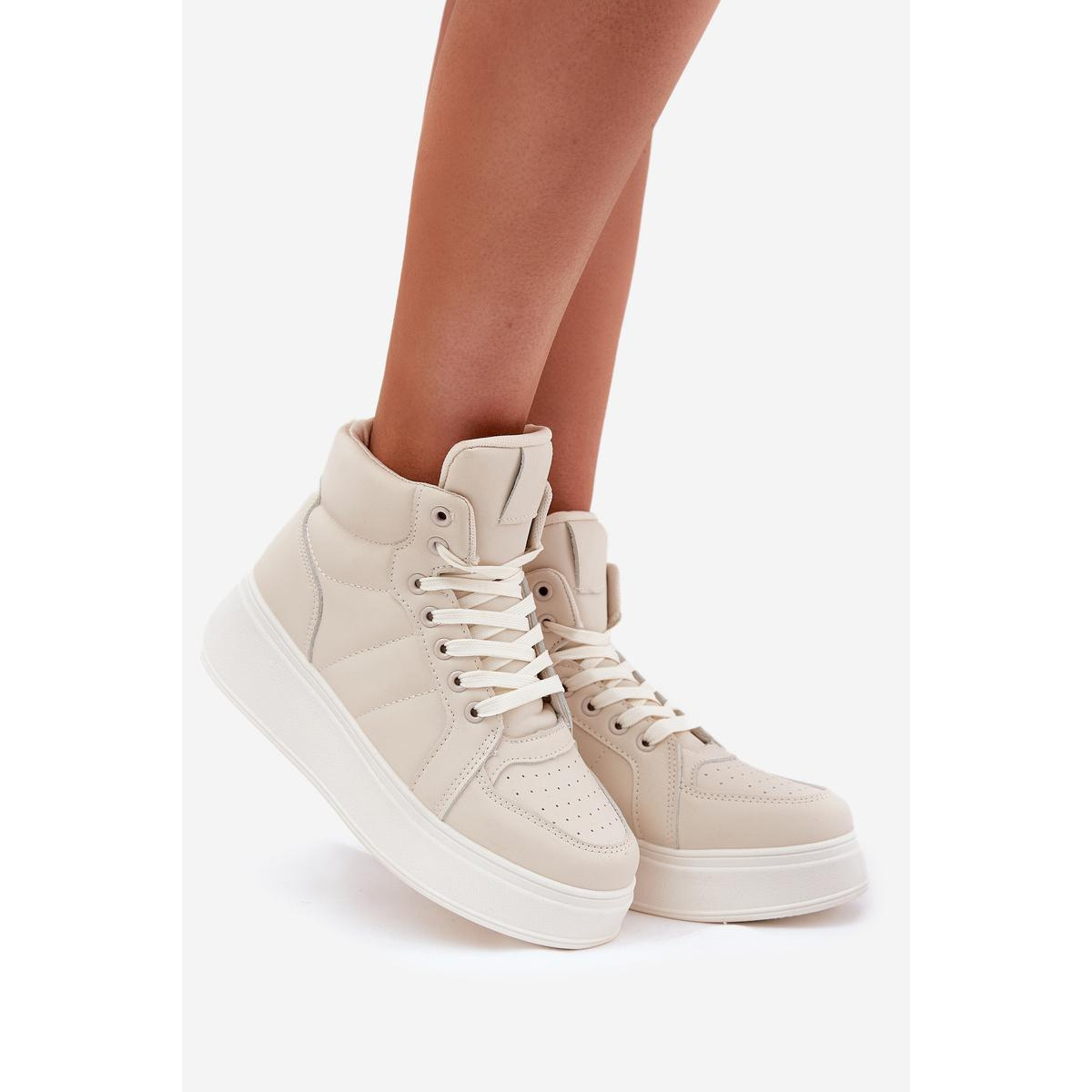Vysoké Dámske Sneakers Na Platforme Béžové Tillive - Béžová