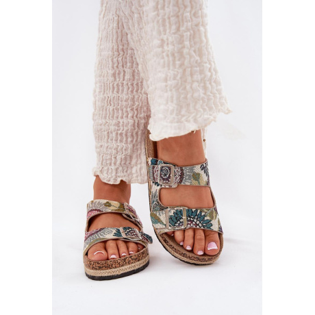 Vzory dámske papuče na korkovej platforme s prackami Lee Cooper LCW-25-35-3483L Viacfarebné - Viacfarebné