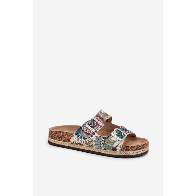 Vzory dámske papuče na korkovej platforme s prackami Lee Cooper LCW-25-35-3483L Viacfarebné - Viacfarebné