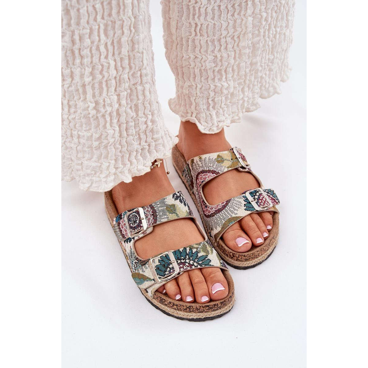 Vzory dámske papuče na korkovej platforme s prackami Lee Cooper LCW-25-35-3483L Viacfarebné - Viacfarebné