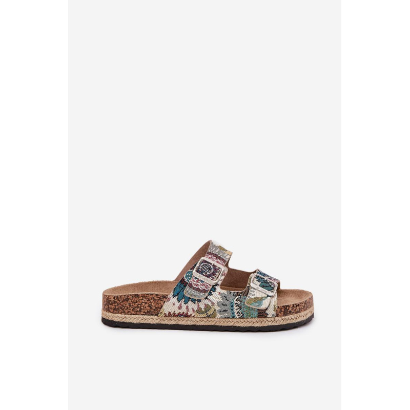 Vzory dámske papuče na korkovej platforme s prackami Lee Cooper LCW-25-35-3483L Viacfarebné - Viacfarebné