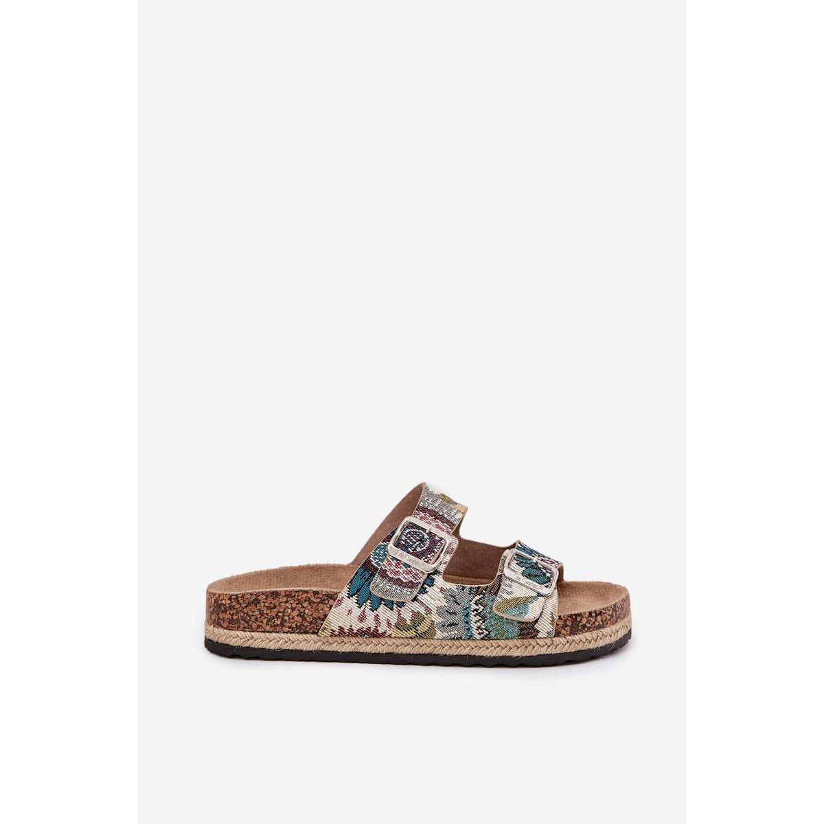 Vzory dámske papuče na korkovej platforme s prackami Lee Cooper LCW-25-35-3483L Viacfarebné - Viacfarebné