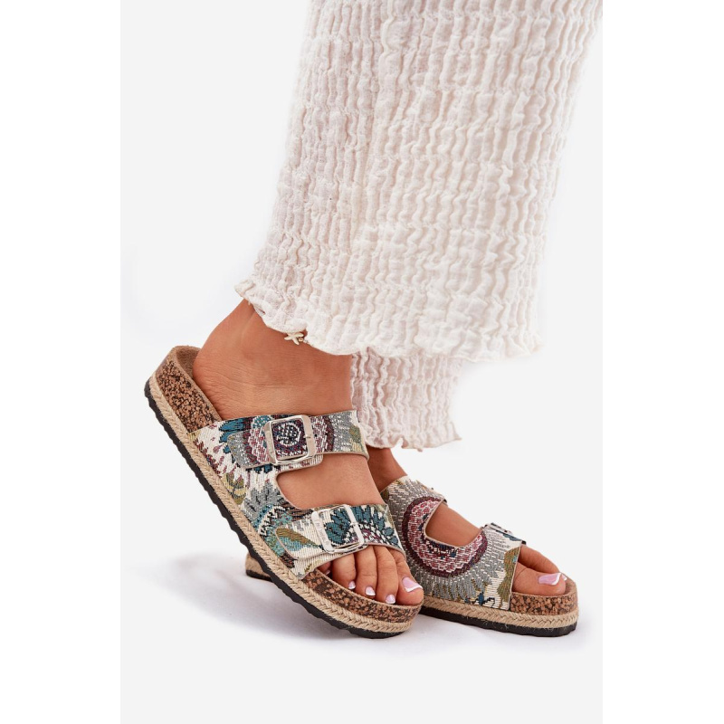 Vzory dámske papuče na korkovej platforme s prackami Lee Cooper LCW-25-35-3483L Viacfarebné - Viacfarebné