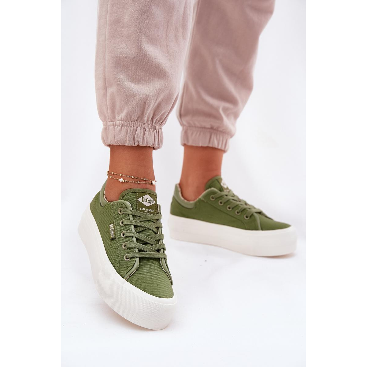 Dámske Tenisky Na Platforme Lee Cooper LCW-25-31-3449L Zelené - Odtiene zelenej