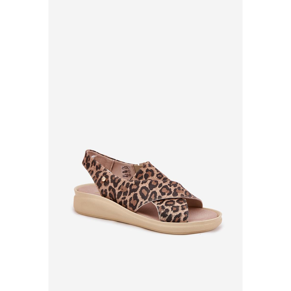 Zazoo 40392 Kožené Sandále Dámske Leopardie Hnedé - Odtiene hnedej a béžovej