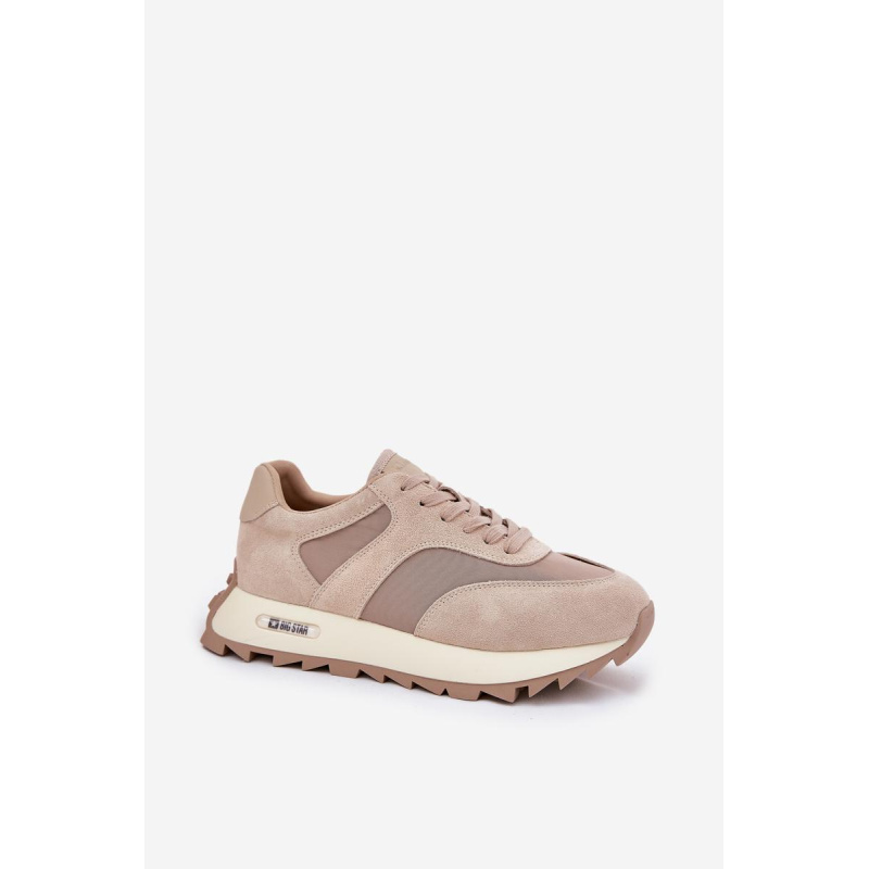 Semišové Sneakersy Na Platforme Dámske Big Star RR274897 HI-POLY SYSTEM Béžové - Béžová