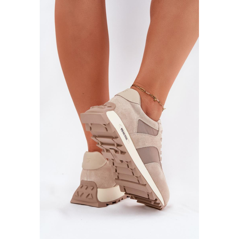 Semišové Sneakersy Na Platforme Dámske Big Star RR274897 HI-POLY SYSTEM Béžové - Béžová