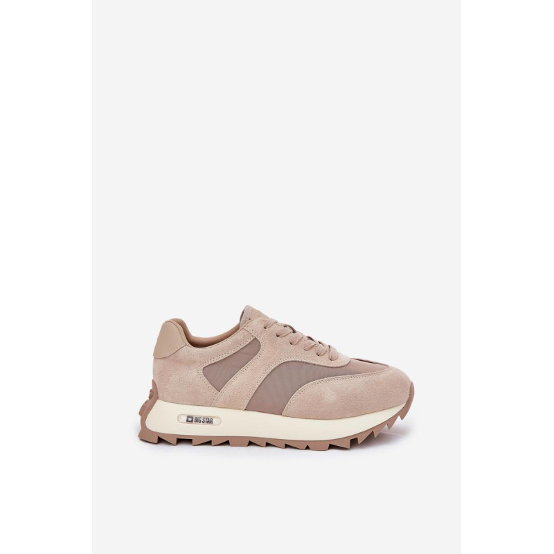 Semišové Sneakersy Na Platforme Dámske Big Star RR274897 HI-POLY SYSTEM Béžové - Béžová