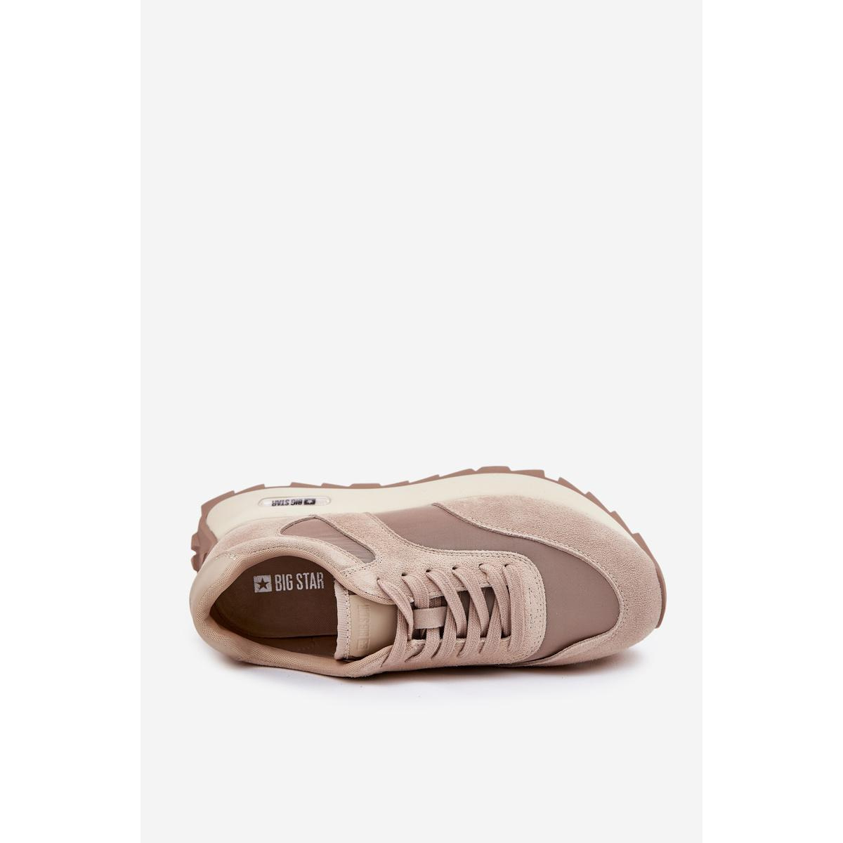 Semišové Sneakersy Na Platforme Dámske Big Star RR274897 HI-POLY SYSTEM Béžové - Béžová