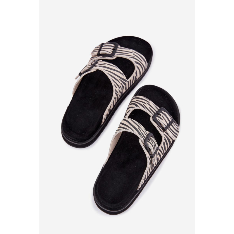 Semišové Dámske Sandały S Prackami D.Franklin DFSH405002 Zebra - Čierna || Béžová
