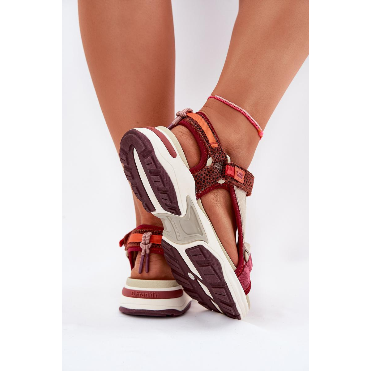 Dámske sandále na suchý zips D.Franklin DFSH406003 bordové - Odtiene červenej