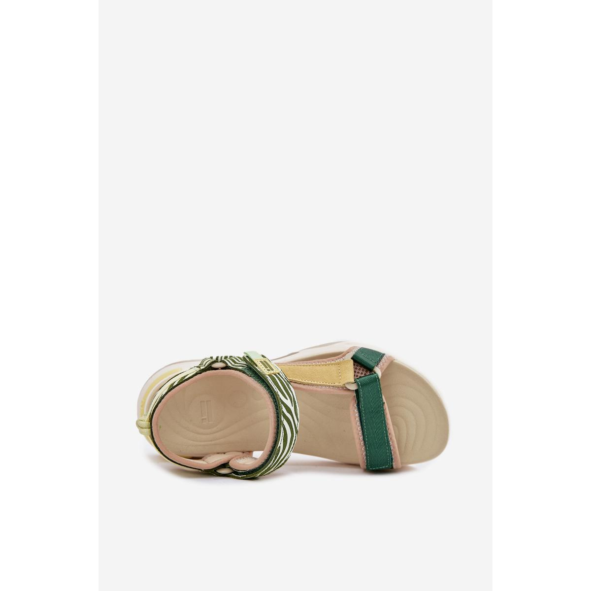 Dámske Sandále Na Suchý Zips D.Franklin DFSH406003 Zelené - Odtiene zelenej