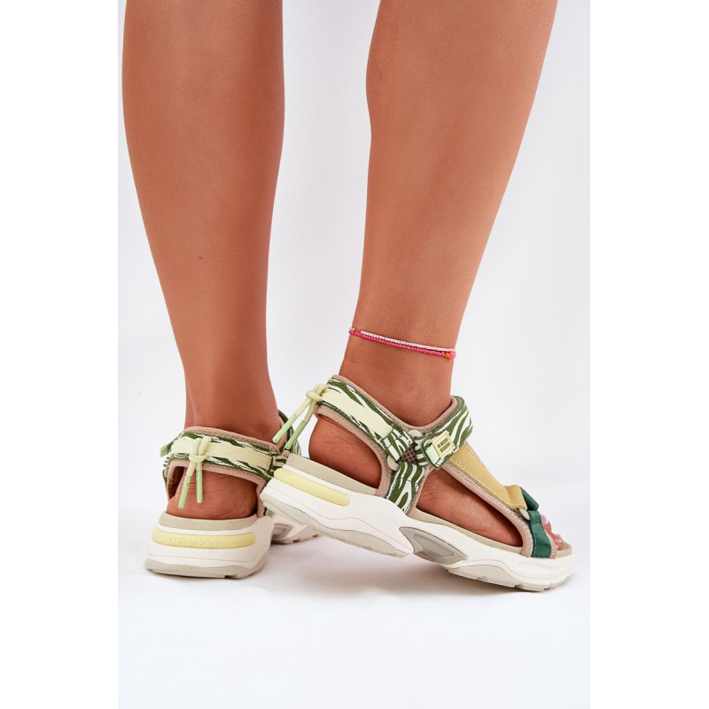 Dámske Sandále Na Suchý Zips D.Franklin DFSH406003 Zelené - Odtiene zelenej