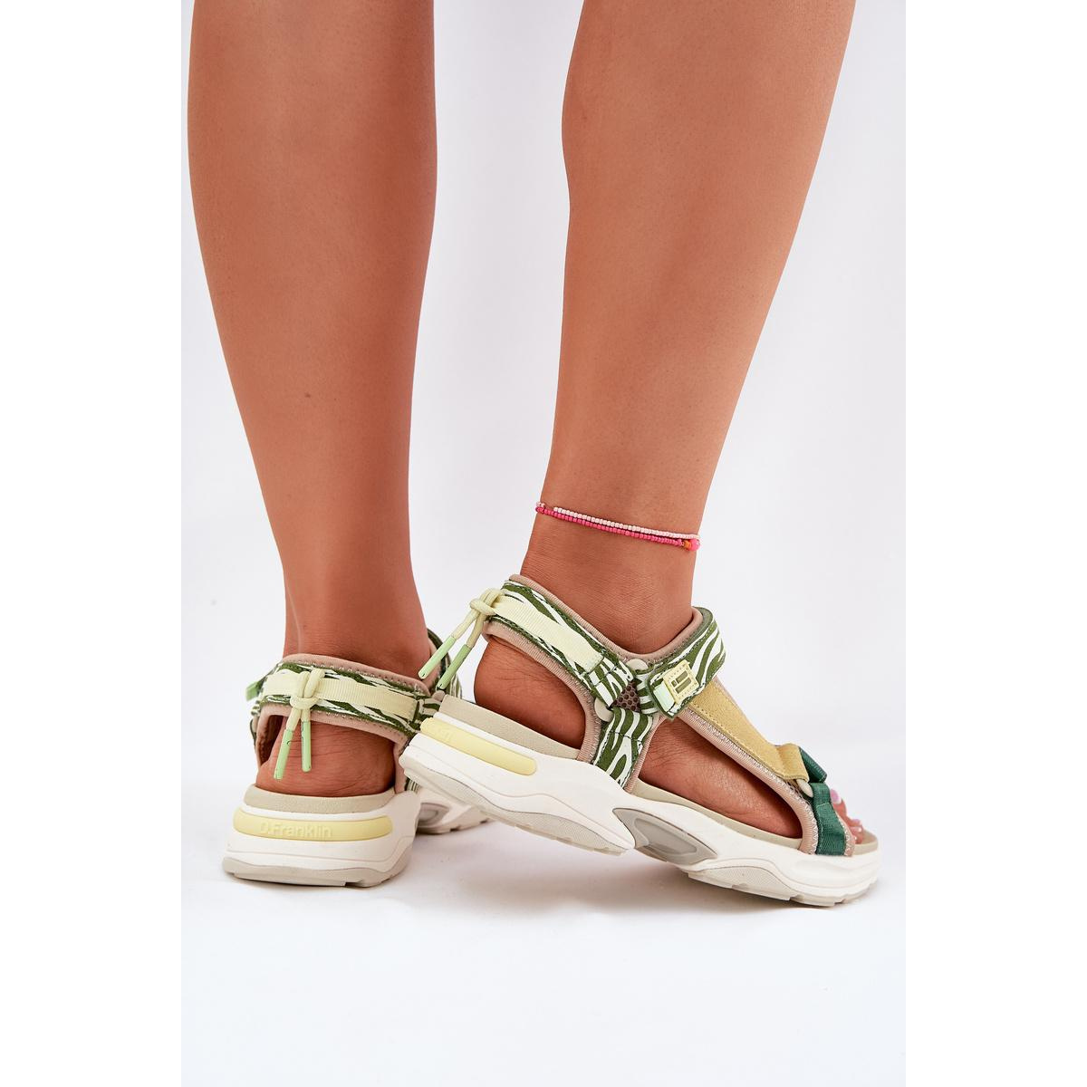 Dámske Sandále Na Suchý Zips D.Franklin DFSH406003 Zelené - Odtiene zelenej