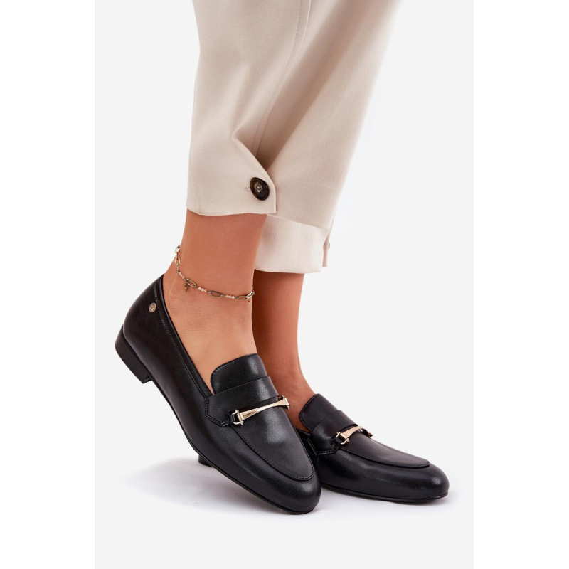 Kožené Polobotky Mokasíny Dámske Maciejka K6809-01 Čierne - Čierna