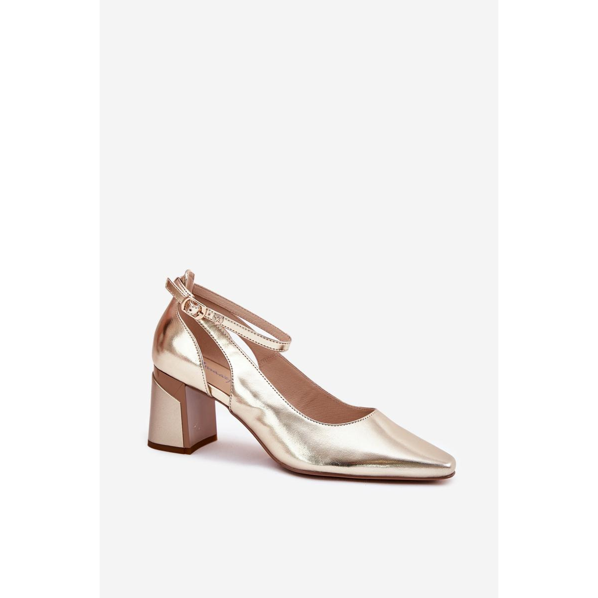 Kožené Lodičky Na Podpätku Maciejka K6816-25 Zlaté
