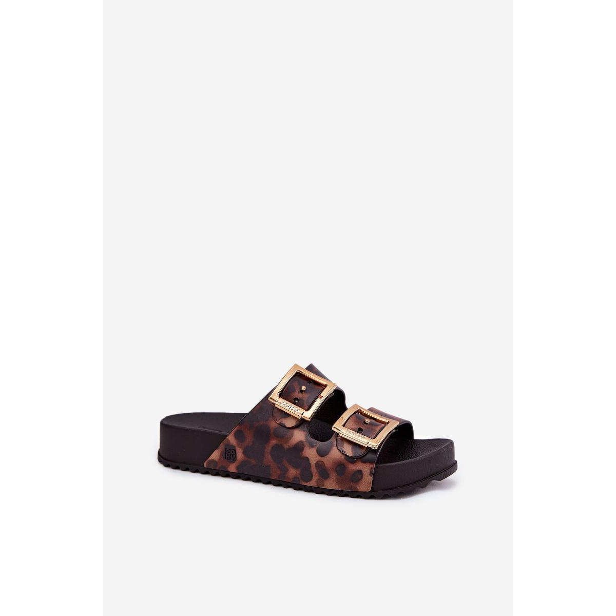 Voňavé Dámske Papuče S Prackami Leopardie Hnedé ZAXY RR285059 - Odtiene hnedej a béžovej
